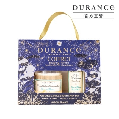 DURANCE 朵昂思 DURANCE朵昂思 芙蓉花香氛蠟燭噴霧禮盒[蠟燭180g+室內噴霧100ml]-節慶版E-專櫃公司貨