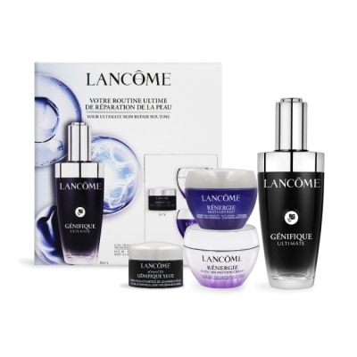 LANCOME蘭蔻 LANCOME 蘭蔻 超極限肌因超值組[小黑瓶50ml+眼霜5ml+抗痕霜15ml+晚霜15ml]-國際航空版