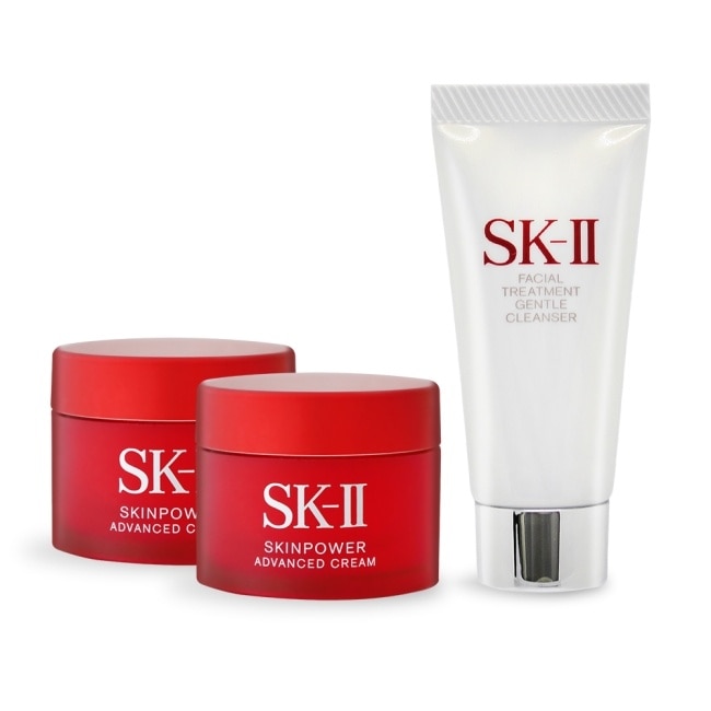 SK-II 致臻肌活能量活膚霜(15g)X2-贈全效活膚潔面乳(20G)-國際航空版