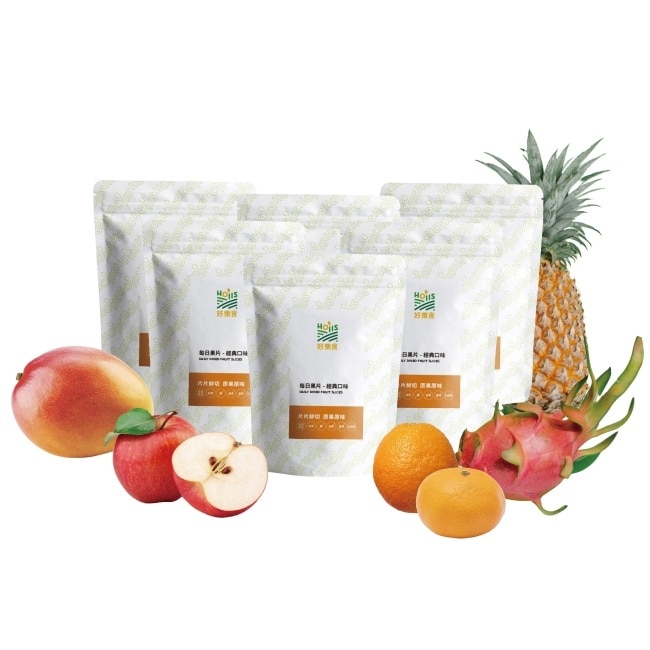 原味無糖果乾超值6包包含:芒果.鳳梨.橘子.紅龍果.蘋果.水梨各1包