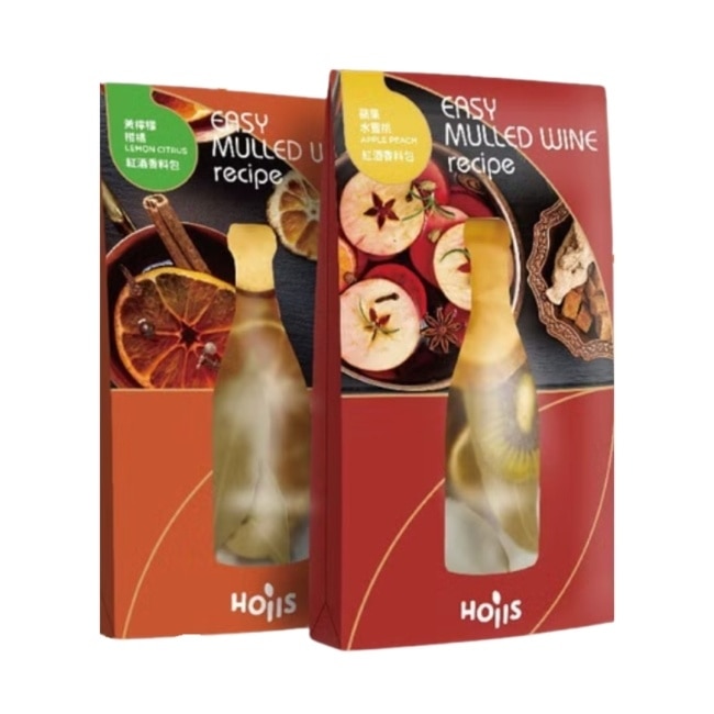 派對款熱紅酒香料包2盒1組_黃檸檬柑橘、蘋果水蜜桃各一(可煮750ml) 聖誕節禮盒