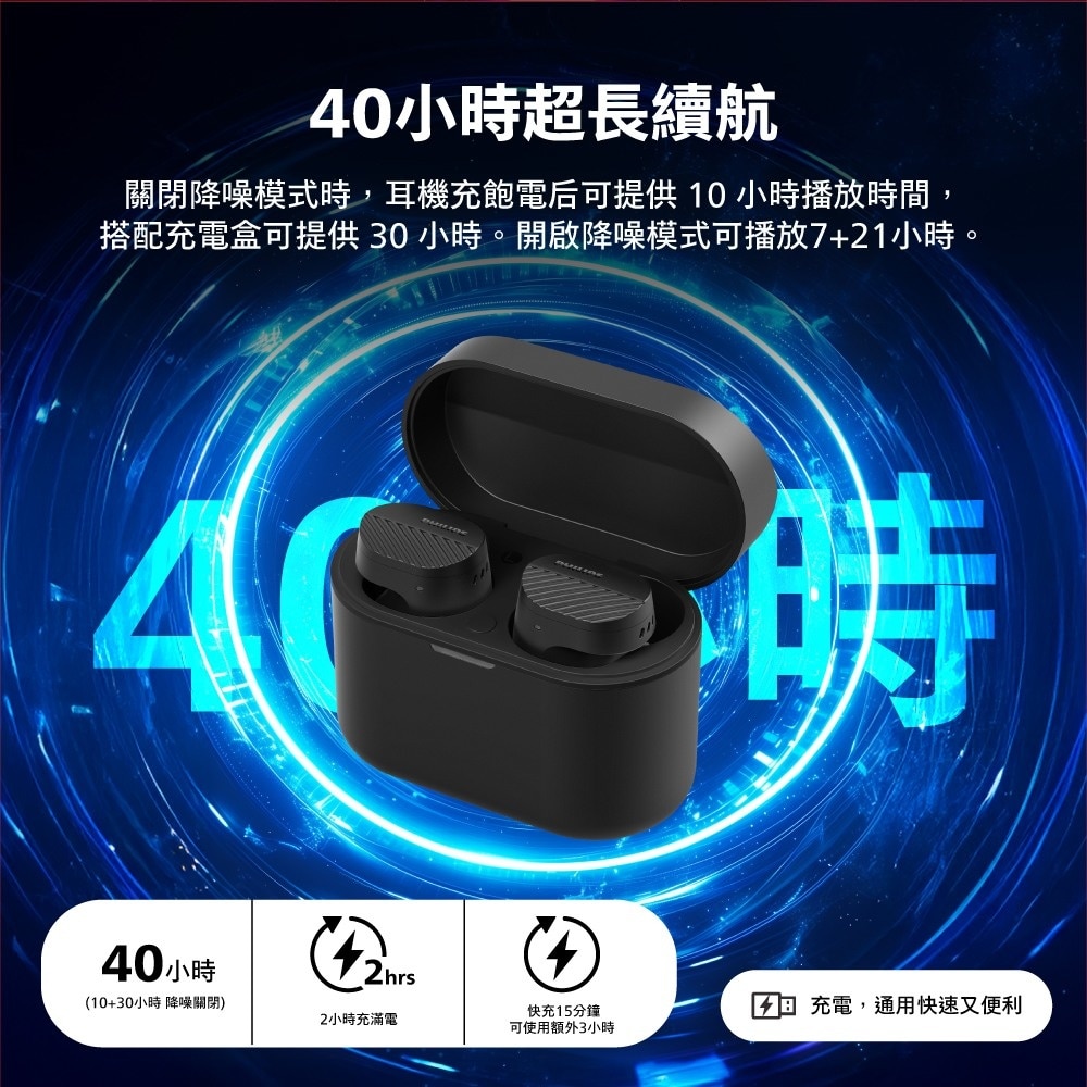 PHILIPS 長續航 6 AI MICS ANC主動降噪藍牙耳機(黑)-TAT5000BK