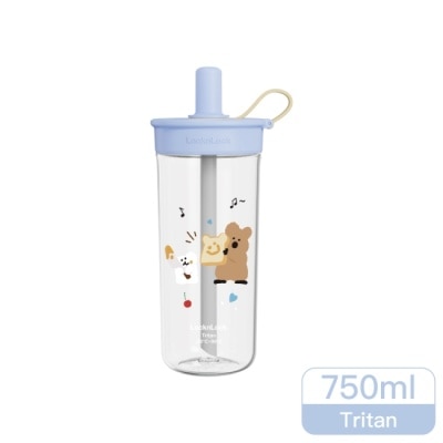 LOCK&LOCK樂扣樂扣 樂扣樂扣嚼對FUN飲吸管杯750ml/呆萌町/藍