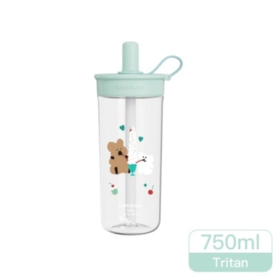 LOCK&LOCK樂扣樂扣 樂扣樂扣嚼對FUN飲吸管杯750ml/呆萌町/綠