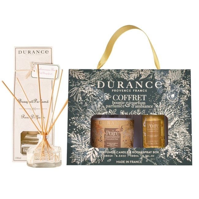 DURANCE朵昂思 香氛蠟燭噴霧禮盒-鮮甜西洋梨(加贈大地擴香組100ml)-專櫃公司貨