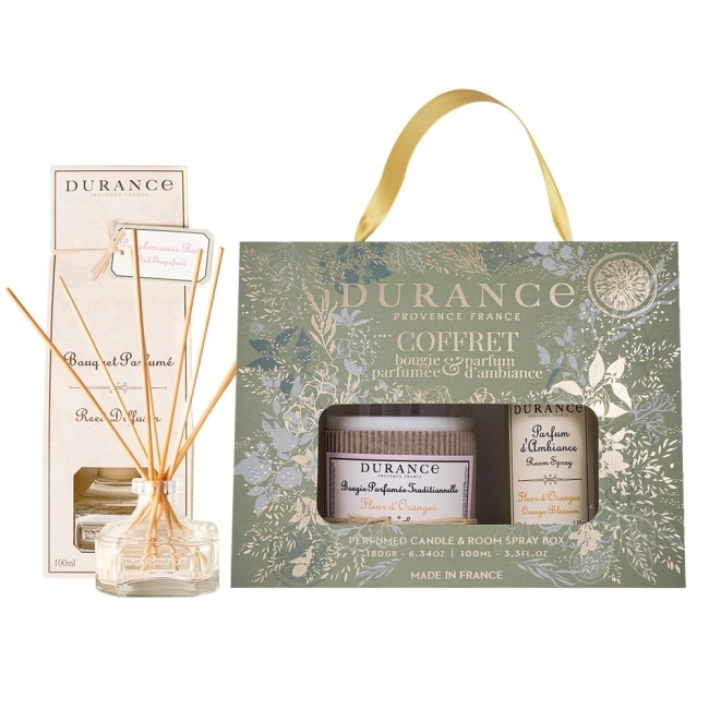 DURANCE朵昂思 香氛蠟燭噴霧禮盒-盛開橙花(加贈大地擴香組100ml)-專櫃公司貨