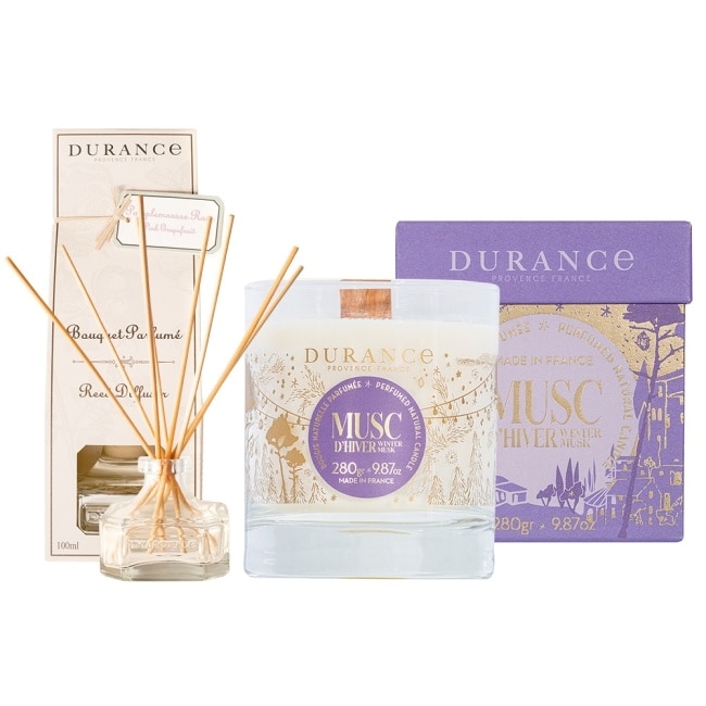 DURANCE 聖誕節慶香氣蠟燭280g-冬麝香(加贈大地擴香組100ml)-專櫃公司貨