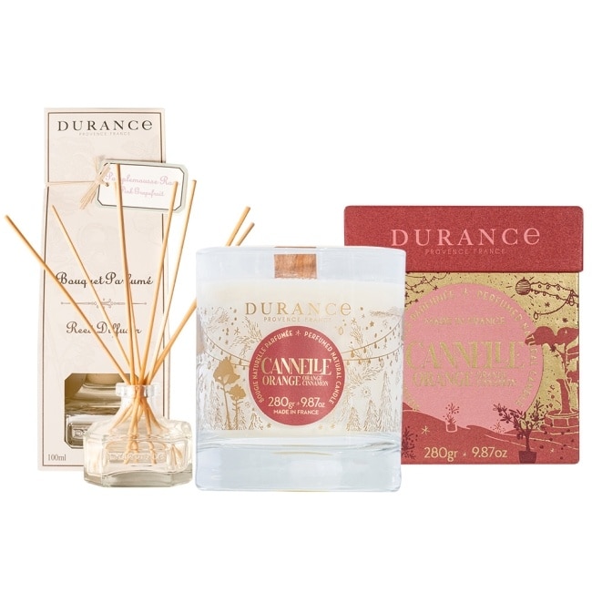 DURANCE 聖誕甜點香氣蠟燭280g-暖桂橙香(加贈大地擴香組100ml)-專櫃公司貨