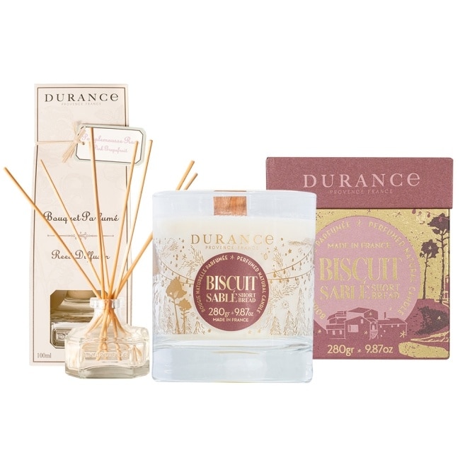 DURANCE 聖誕甜點香氣蠟燭280g-奶油酥餅(加贈大地擴香組100ml)-專櫃公司貨