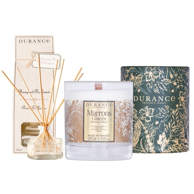 DURANCE 聖誕甜點香氣蠟燭280g-冷霜甜栗(加贈大地擴香組100ml)-專櫃公司貨