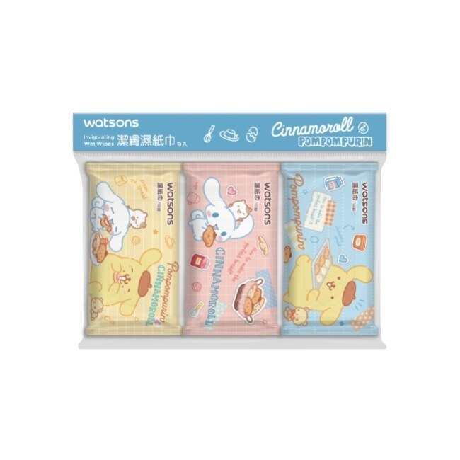 屈臣氏潔膚柔濕巾10抽9入(布丁狗與大耳狗)