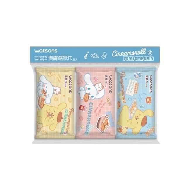 屈臣氏潔膚柔濕巾10抽9入(布丁狗與大耳狗)