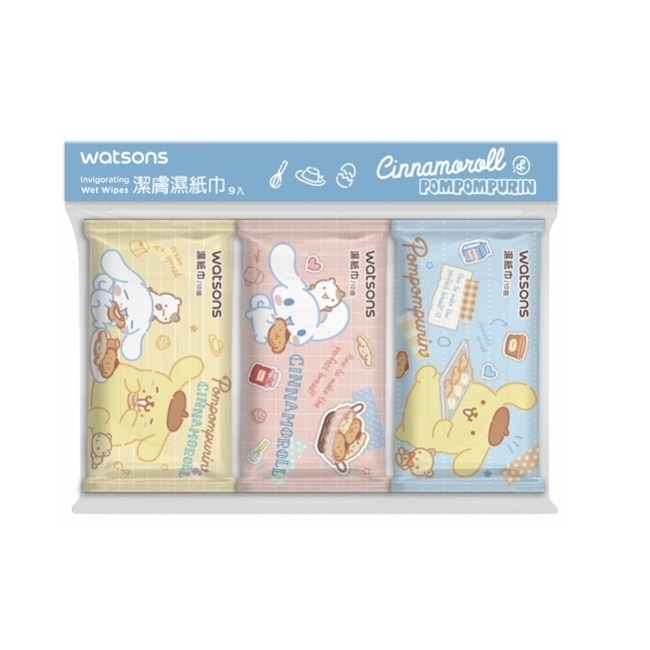 屈臣氏潔膚柔濕巾10抽9入(布丁狗與大耳狗)