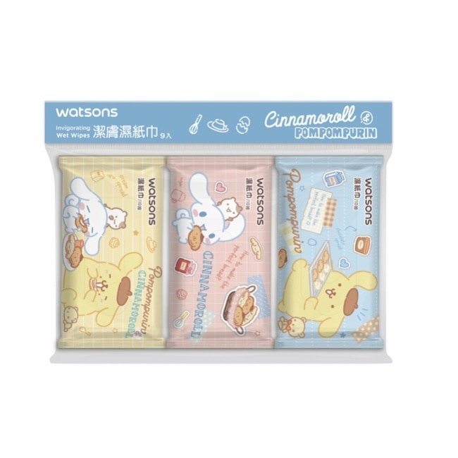 屈臣氏潔膚柔濕巾10抽9入(布丁狗與大耳狗)