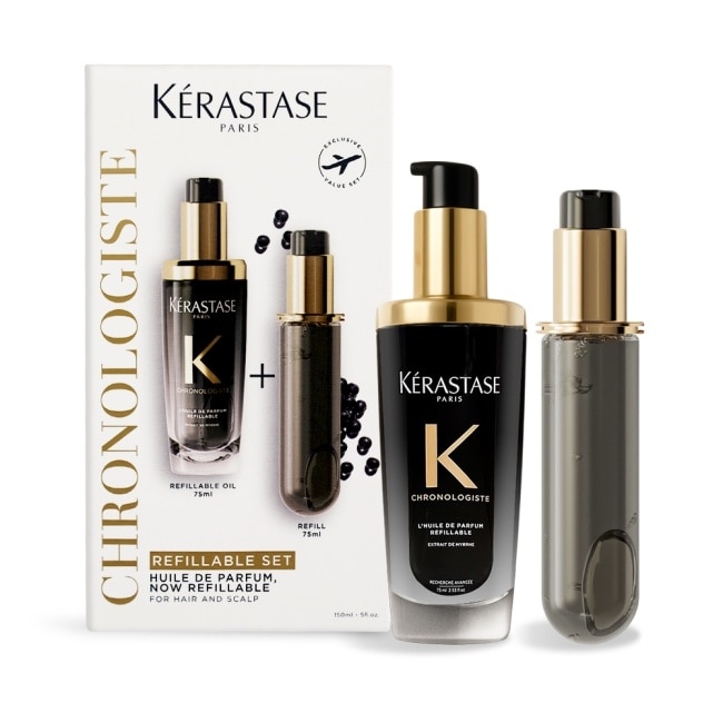 KERASTASE 卡詩 黑鑽極萃逆時玫瑰香氛露組[75ml+補充75ml]-國際航空版