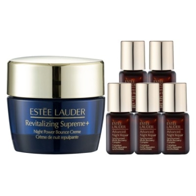 ESTEE LAUDER 雅詩蘭黛 【ESTEE LAUDER 雅詩蘭黛】一夜修護膠原霜75ml+特潤超導全方位修護露7mlx5 公司貨 小棕瓶