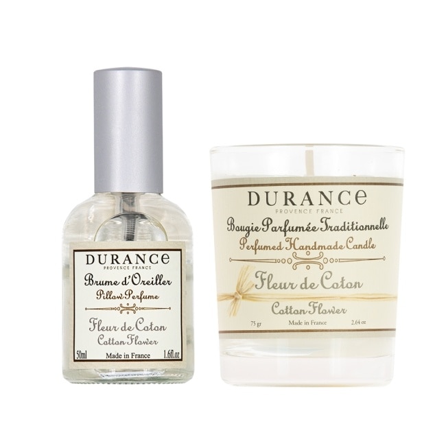 DURANCE朵昂思 香氛好眠套組-棉花田枕頭香水(50ml)+棉花田蠟燭(75g)-專櫃公司貨