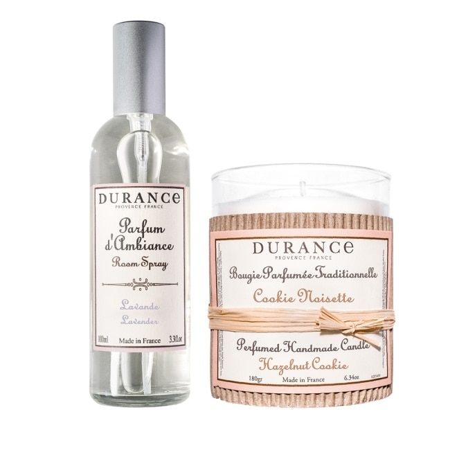 DURANCE朵昂思 限量香氛燭光組-薰衣草香氛噴霧(100ml)送精油蠟燭(180g)-即期隨機出貨-專櫃公司貨