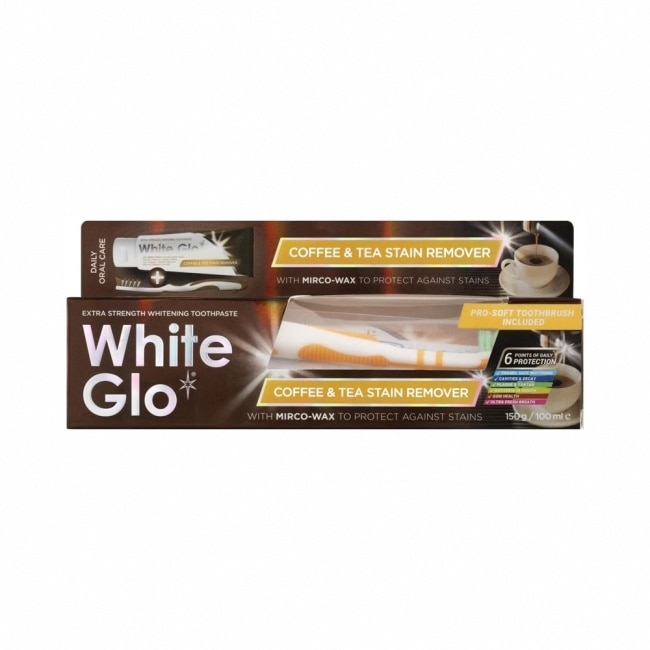 【澳洲WHITE GLO】咖啡茶漬特效牙膏150g(附牙刷+牙縫刷)