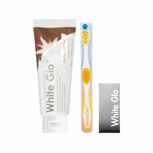 【澳洲WHITE GLO】咖啡茶漬特效牙膏150g(附牙刷+牙縫刷)