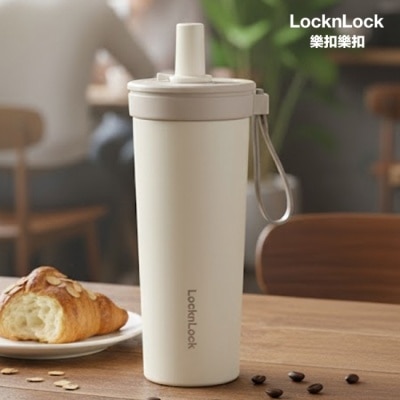 LOCK&LOCK樂扣樂扣 樂扣樂扣嚼對FUN飲不鏽鋼吸管杯/720ml/杏仁雪塔