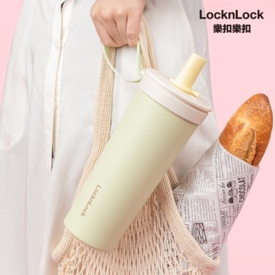 LOCK&LOCK樂扣樂扣 樂扣樂扣嚼對FUN飲不鏽鋼吸管杯/720ml/抹茶奶霜