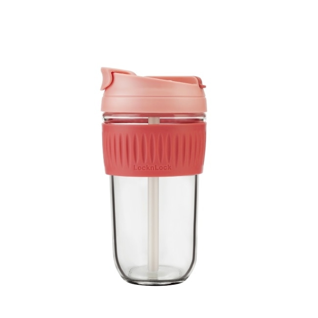 樂扣樂扣清新耐熱玻璃兩用隨行杯(附吸管)/500ml/粉