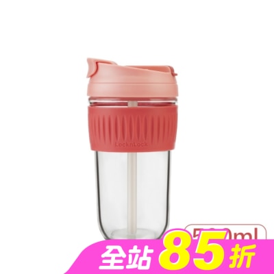 LOCK&LOCK樂扣樂扣 - 樂扣樂扣清新耐熱玻璃兩用隨行杯(附吸管)/500ml/粉