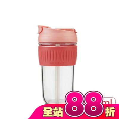LOCK&LOCK樂扣樂扣 - 樂扣樂扣清新耐熱玻璃兩用隨行杯(附吸管)/500ml/粉