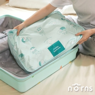 NORNS 樂恩仕 - 蠟筆小新可折旅行收納包(L-悠閒時刻-綠)
