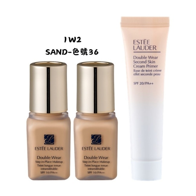 【ESTEE LAUDER 雅詩蘭黛】粉持久完美持妝粉底7mlx2 1W2+粉持久天生美肌乖乖乳15ml 公司貨