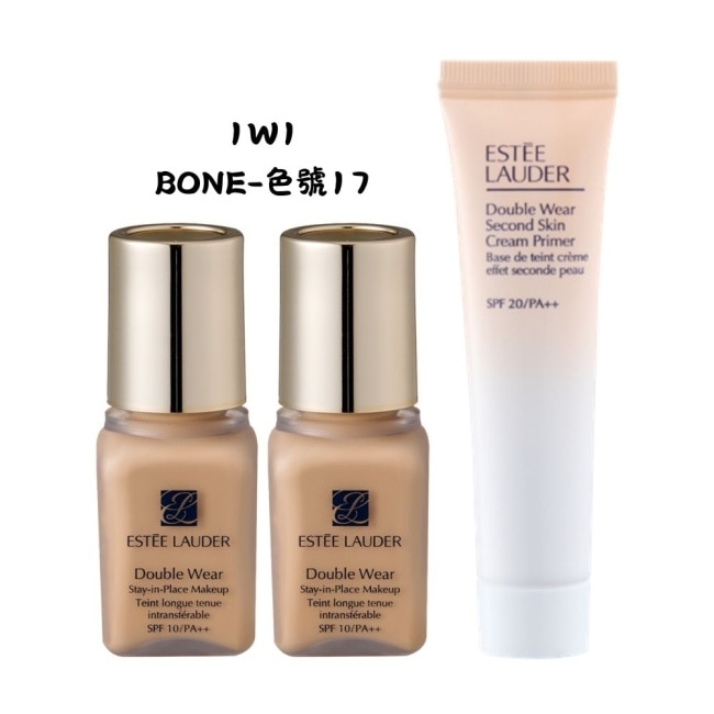 【ESTEE LAUDER 雅詩蘭黛】粉持久完美持妝粉底7mlx2 1W1+粉持久天生美肌乖乖乳15ml 公司貨