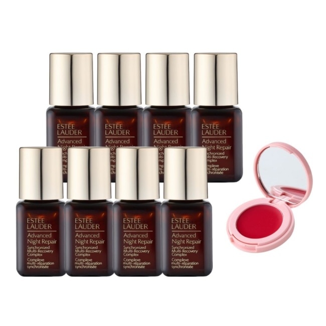 【ESTEE LAUDER 雅詩蘭黛】特潤超導全方位修護露7mlx8+粉嫩慾望晶透潤唇 公司貨 小棕瓶