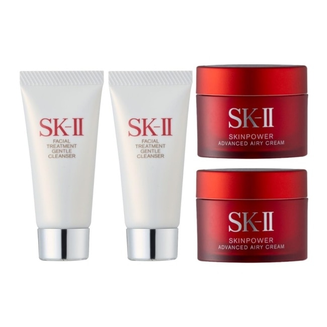 【SK-II】全效活膚潔面乳20gx2+致臻肌活能量活膚霜(輕盈版)15gx2 公司貨