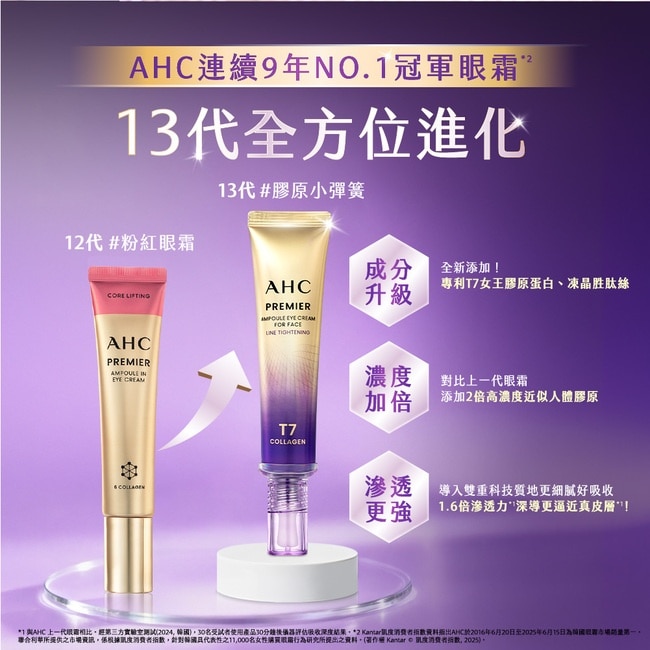 AHC T7女王膠原彈嫩撫紋全臉眼霜 12ML