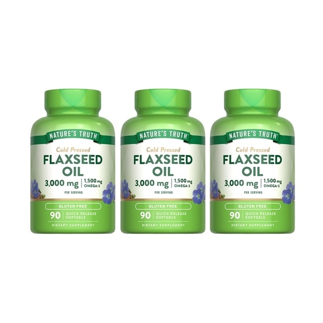 綠萃淨 冷壓亞麻仁油含Omega-3軟膠囊x3瓶組(90粒/瓶)