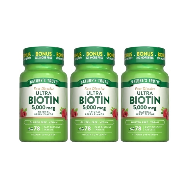 綠萃淨 生物素5000微克口含錠x3瓶組(78錠/瓶)