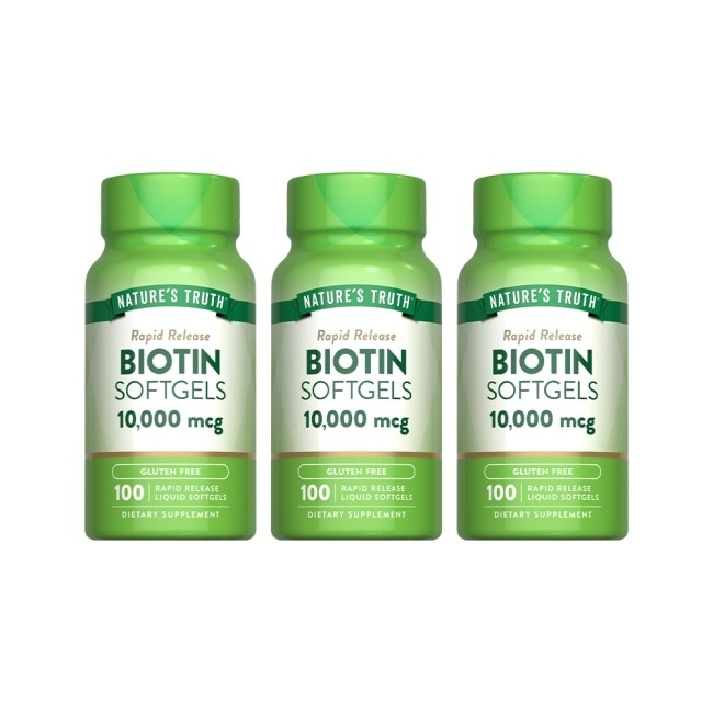 綠萃淨 生物素10000微克軟膠囊x3瓶組(100粒/瓶)