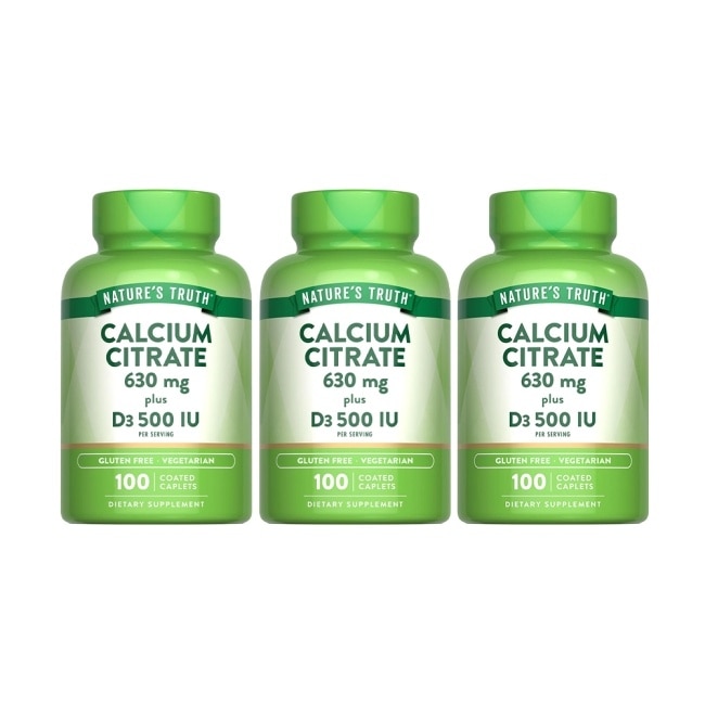 綠萃淨 勇健檸檬酸鈣+維生素D3錠x3瓶組(100錠/瓶)