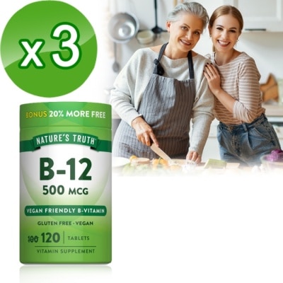 NATURESTRUTH - 綠萃淨 維生素B12 500mcg複方錠x3瓶組(120錠/瓶) image