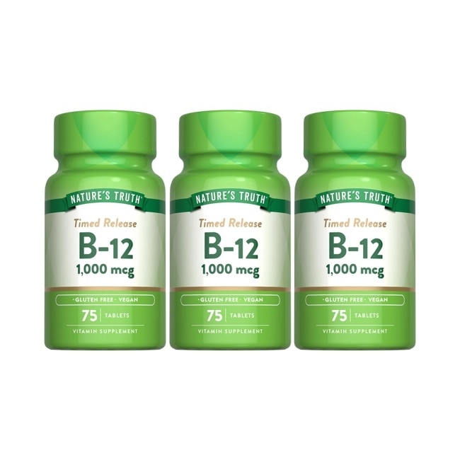 綠萃淨 緩釋型維生素B12 1000mcg錠x3瓶組(75錠/瓶)