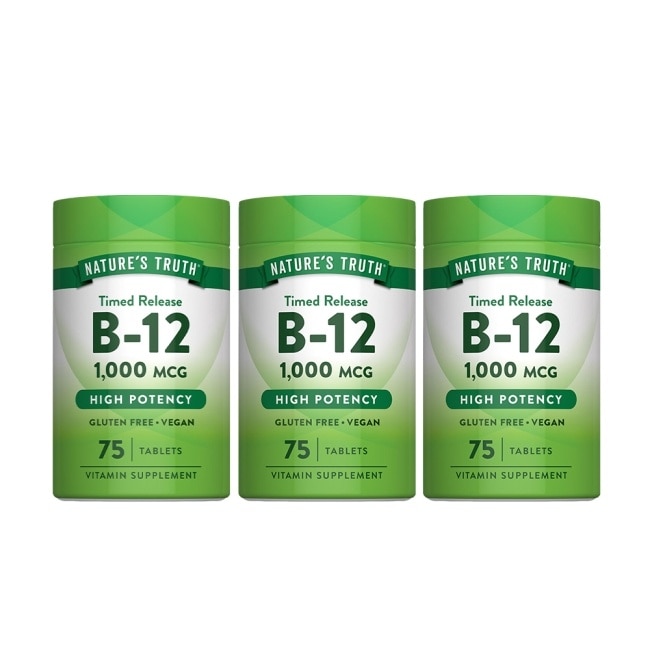 綠萃淨 緩釋型維生素B12 1000mcg錠x3瓶組(75錠/瓶) image