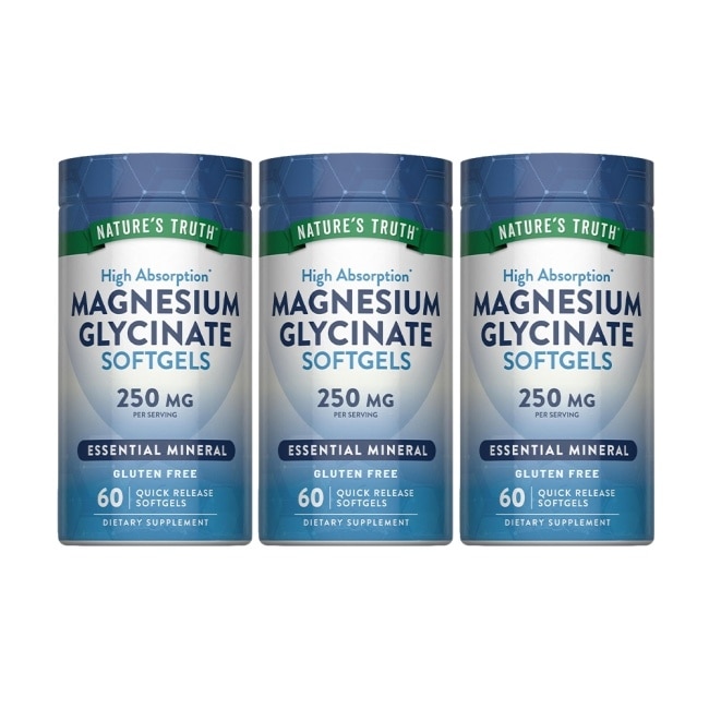 綠萃淨 頂級甘胺酸鎂液態軟膠囊x3瓶組(60粒/瓶)