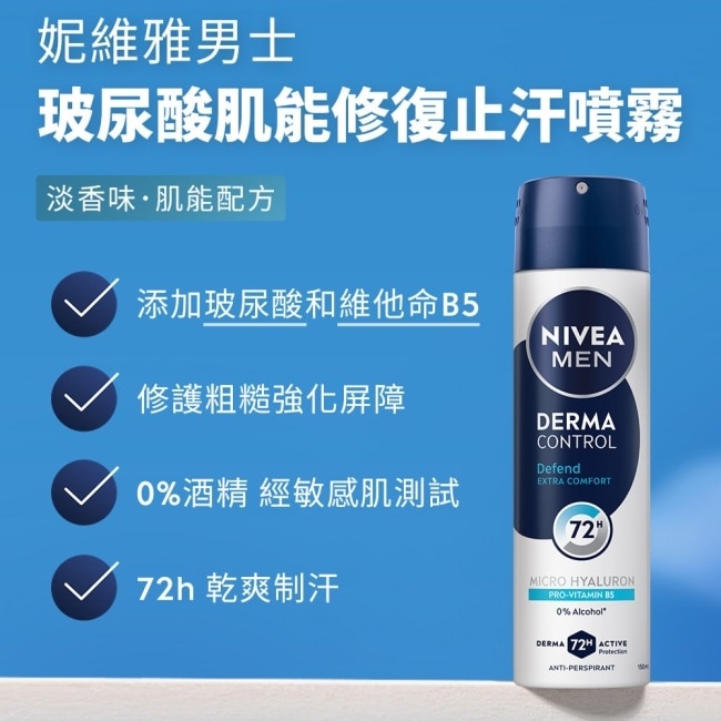 妮維雅男士玻尿酸肌能修復止汗噴霧150ML