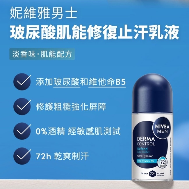 妮維雅男士玻尿酸肌能修復止汗乳液50ml