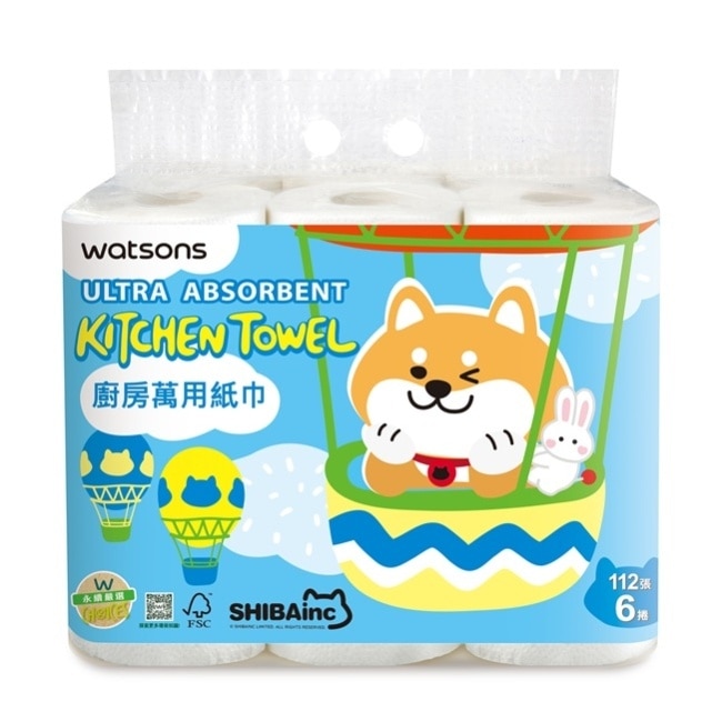 屈臣氏廚房萬用紙巾112張6捲入(柴犬工房2026)