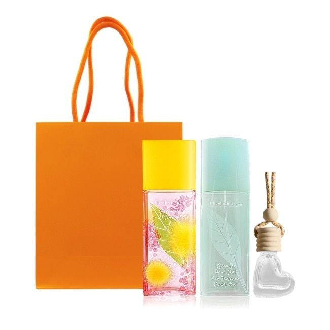 ARDEN 雅頓 綠茶香氛禮[綠茶淡香水(100ml))+含羞草香水(100ml)+擴香掛飾]-附禮袋-國際航空版