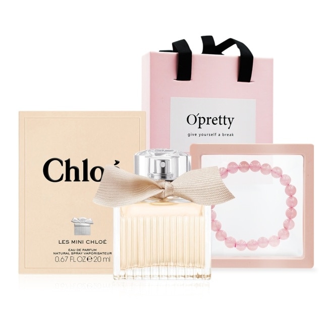 Chloe’ 小小同名粉晶桃花限量香水禮盒-小小同名淡香精(20ml)+粉晶手鍊-送禮首選-國際航空版