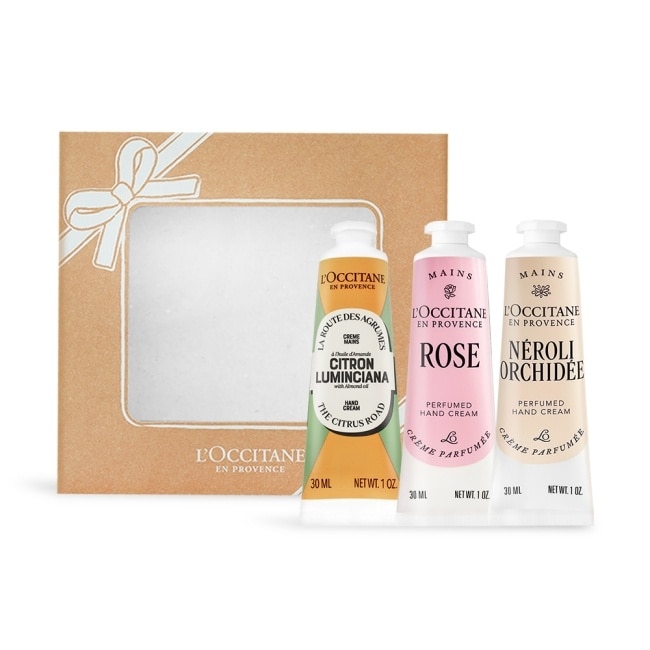 L’OCCITANE 歐舒丹 經典3入護手霜禮盒[夏娜杏仁+橙花蘭花(新)+ 玫瑰(新)]-送禮必備-專櫃公司貨