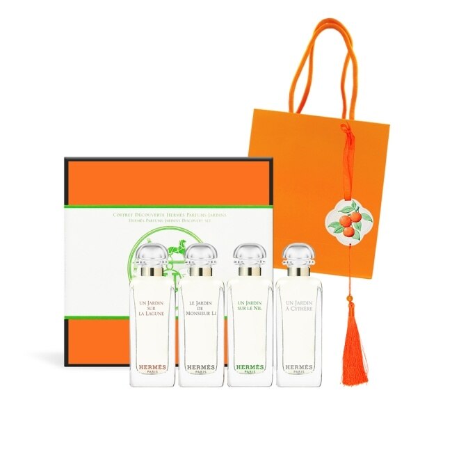 HERMES 愛馬仕 花園香水好運禮盒組(7.5mlX4)+擴香石附禮袋-國際航空版